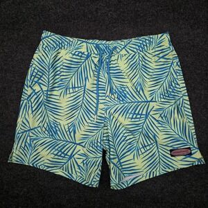 Vineyard Vines Mens Small Green Blue  Palm Print Board Shorts Swim Trunks Lined